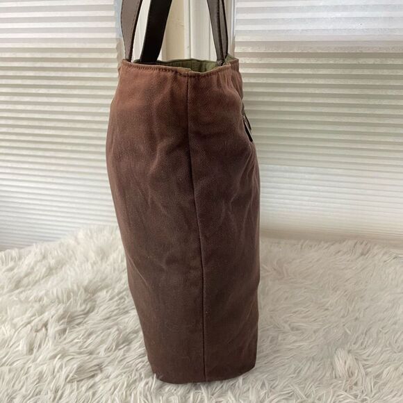 Celine Vintage Reversible Green Nylon & Brown Canvas Tote Shoulder Bag medium - Picture 7 of 12